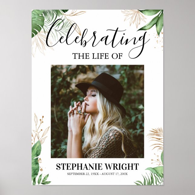 Botaniskt välkomstskylt för begravning - Firande a Poster (Framsidan)