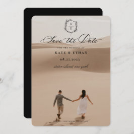 Botaniskt Vapensköld Monogram Bröllop Photo Spara Datumet