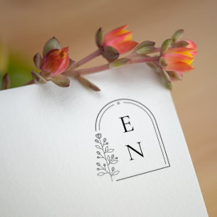 Botaniskt Vapensköld Monogram PERSONLIG BRÖLLOP Stämpel