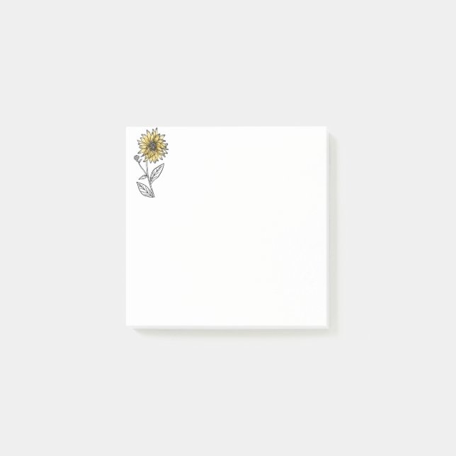 Botaniskt vattenfärgat estetiskt konst solros post-it block (Framsida)