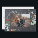 Botaniskt vattenfärgat Greenery Photo Chalkboard Julkort<br><div class="desc">Du kommer att kärlek dessa vackra julkort! De har botaniska vattenfärgsarrangemang med mistletoe,  gräs grenar,  bär och spädbarn andedräkt.</div>