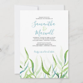 Botaniskt vattenfärgat Grönt och vitt Bröllop