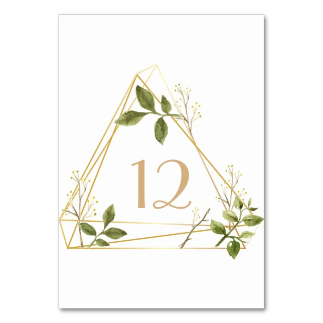 botaniskt vattenfärgat illustration av guld terari bordsnummer (Framsidan)