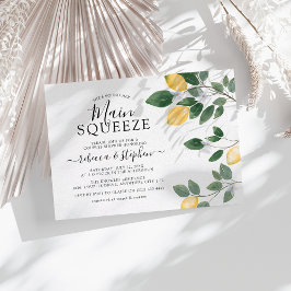 Botaniskt vattenfärgat Lemon Greenery - par duscha Inbjudningar