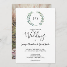 Botaniskt vattenfärgat löv monogram foto Bröllop