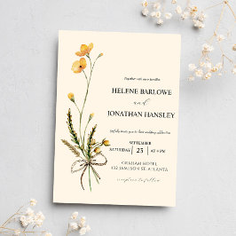 Botaniskt vattenfärgat Modern Rustic Elegant bröll Inbjudningar