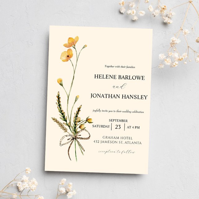 Botaniskt vattenfärgat Modern Rustic Elegant bröll Inbjudningar (Botanical Watercolor Modern Rustic Elegant Wedding Invitation)