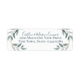 Botaniskt vattenfärgsWatercolor Wispy Löv Returadress Etikett