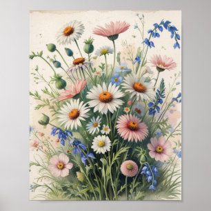 Botaniskt vildblomma akvarellplanscher – Motivatio Poster