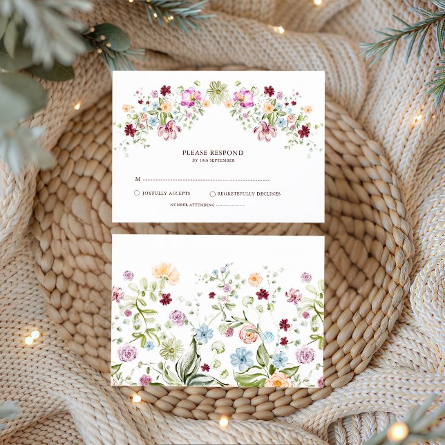Botaniskt Vildblomma Bröllop RSVP-kort Tilläggskort (Skapare uppladdad)
