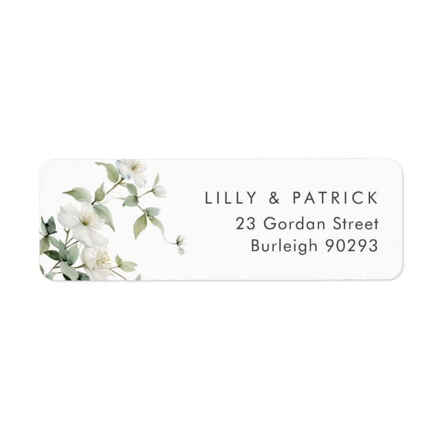 Botaniskt Vildblomma Returadress Bröllop Etikett (Framsidan)