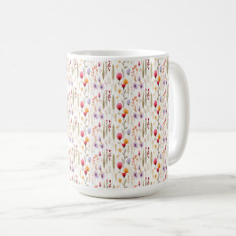 Botaniskt vildblommäster Mönster Kaffemugg