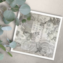 Botaniskt Vintag Butterfly-skript, svart och vitt