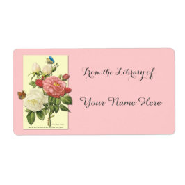 Botaniskt vit Röd ros Bibliotek i bokplåt Fraktsedel