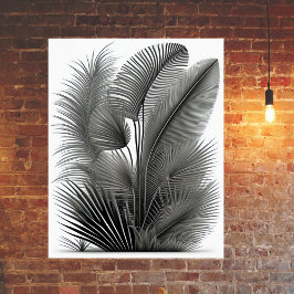 Botaniskt vit svart linje Teckning Poster