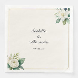 Botaniskt vita blomstergula blad Personligt Pappersservett