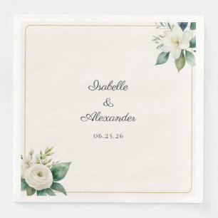 Botaniskt vita blomstergula blad Personligt Pappersservett