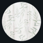 Botaniskt vitvirke Rustic Löv Runt Klistermärke<br><div class="desc">Anpassa med all text du vill ha.</div>