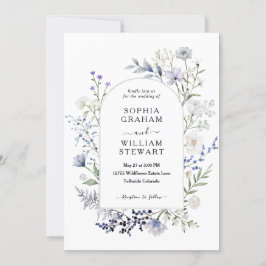Botaniskt Watercolor Wildblomma Elegant bröllop Inbjudningar