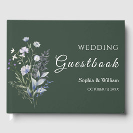 Botaniskt Watercolor Wildblomme Theme Bröllop Gästböcker