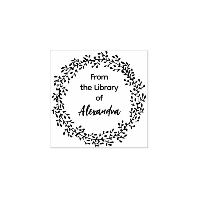 BOTANISKT WREATH bibliotek Stämpel (Tryck)