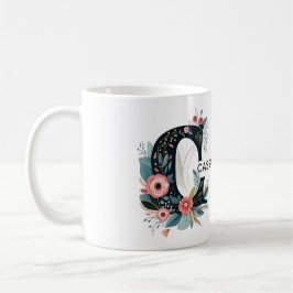 Botanistisk Blommigt Monogram Brev C Anpassningsba Kaffemugg