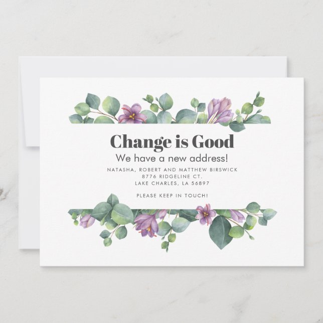 Botanistisk Grönt Lila Eucalyptus Flytta Meddelande (Framsida)