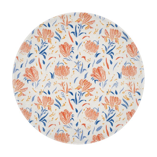 Botany linocut baroque: blommigt Sömlös bakgrund (Framsidan)