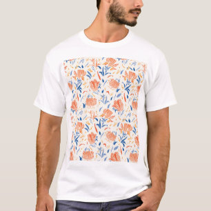 Botany linocut baroque: blommigt Sömlös bakgrund T Shirt