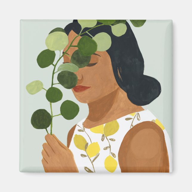 Botany Porträtt - Woman with Greenery Magnet (Framsidan)