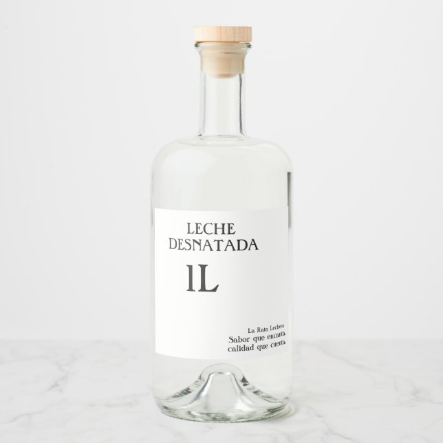 Botella de leche desnatada 1L. Spritflaskor Etikett (Framsida)