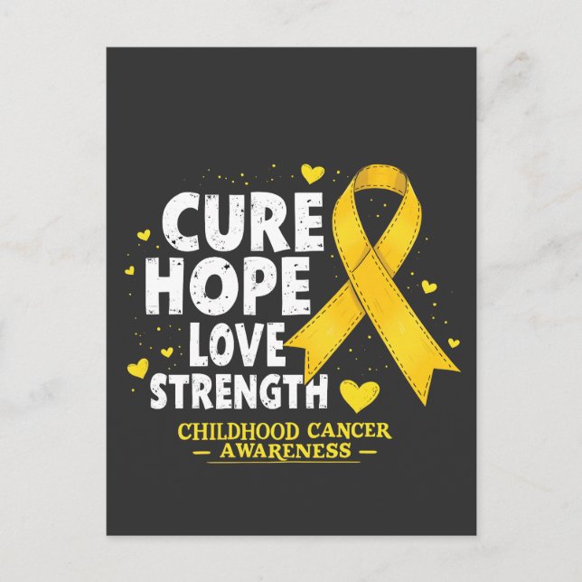 Botemedel Hopp Kärlek Styrka Barncancer Medvetenhe Meddelande Vykort (Framsida)