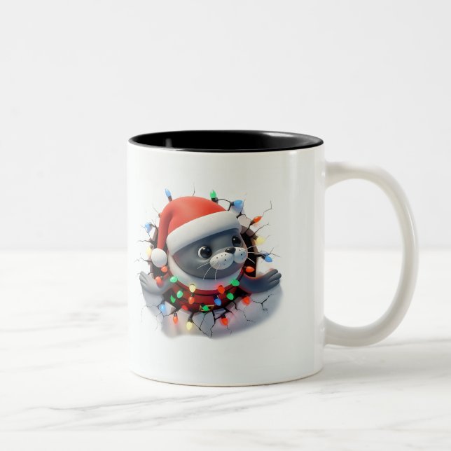 Both Side 3D Christmas | Merry Christmas Mug Två-Tonad Mugg (Höger)