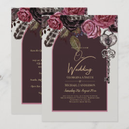 BOTHIC RO Burgundy Fall Wedding Inbjudningar
