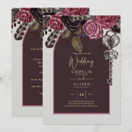 BOTHIC RO Burgundy Fall Wedding Inbjudningar