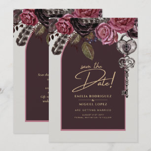 BOTHIC RO Burgundy Fall Wedding Inbjudningar