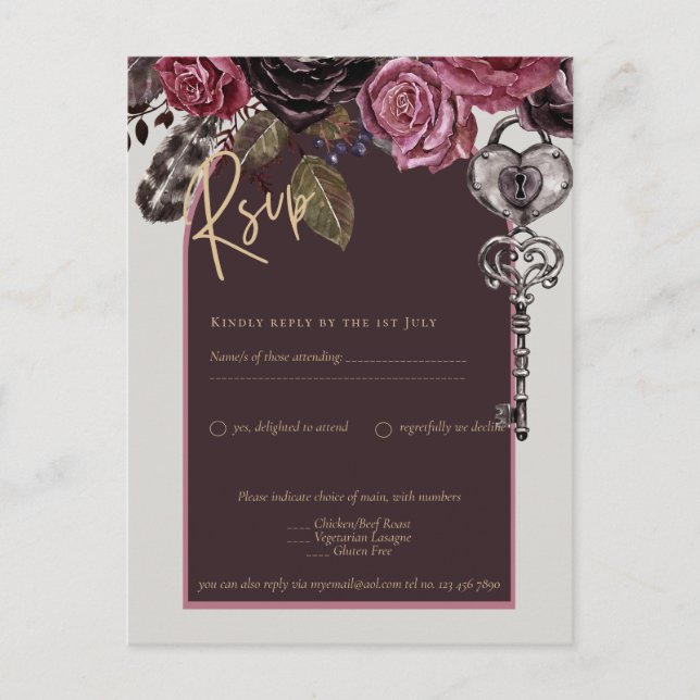 BOTHIC RO Burgundy Fall Wedding Vykort (Framsida)