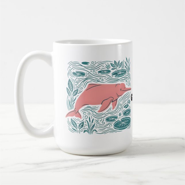 Boto Rosa Floddelfin Vilda Djur Konst Matta Lax Kaffemugg (Vänster)