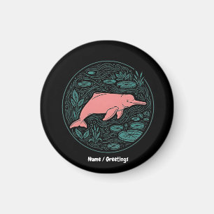 Boto Rosa Floddelfin Vilda Djur Konst Matta Lax Magnet