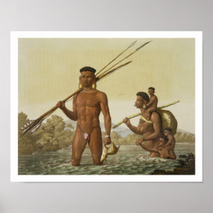 Botocudos-familjen, Rio Grande, Brasilien, från Le Poster