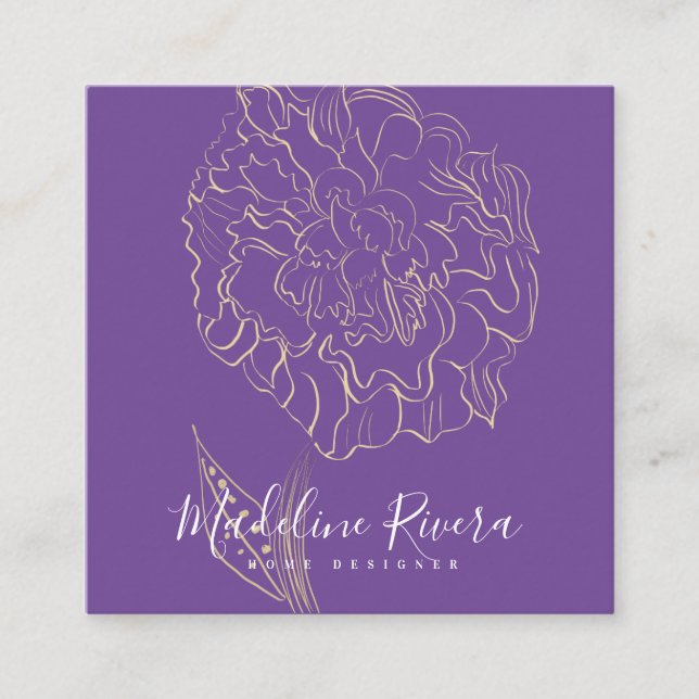 Botonisk blomster peony konst hem evenemang design fyrkantigt visitkort (Framsida)