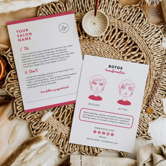 Botox Aftercare Instructions for Beauty Salon Visitkort (Skapare uppladdad)