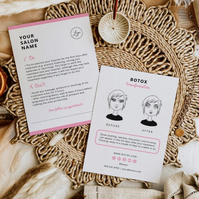 Botox Aftercare Instructions for Beauty Salon Visitkort (Skapare uppladdad)