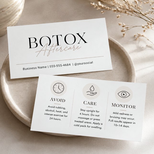 Botox Eftervård Beige Minimal Försiktig Mall Visitkort (hello)