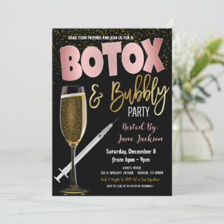 Botox- och Bubly Party-inbjudan Inbjudningar
