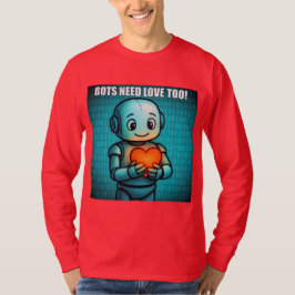 Bots Need Love Too - Men's Bright Red Long Sleeve T Shirt