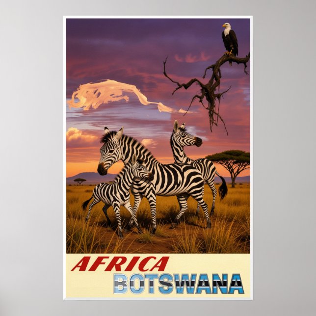 Botswana, Afrika Affisch (Framsidan)