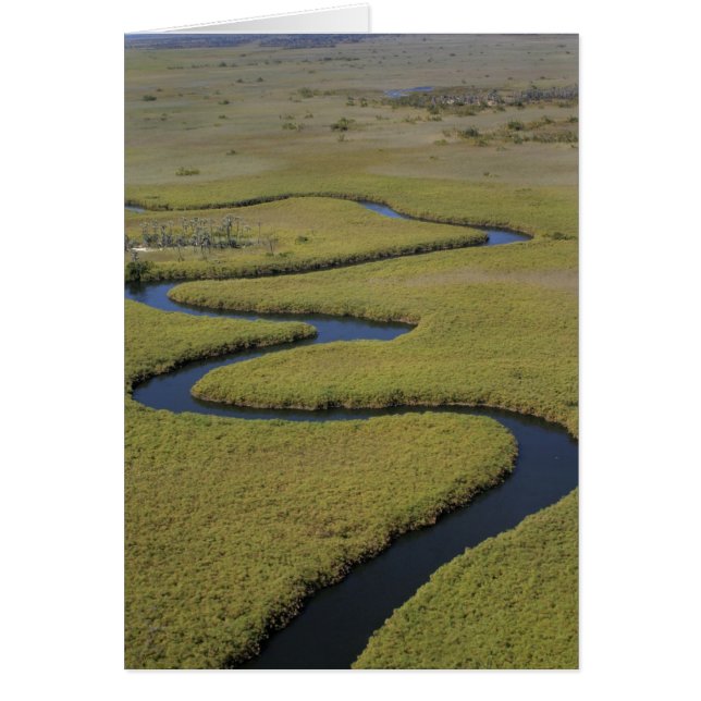 Botswana, Afrika. Flygbild över Okavangofloden. Hälsningskort (Framsidan)