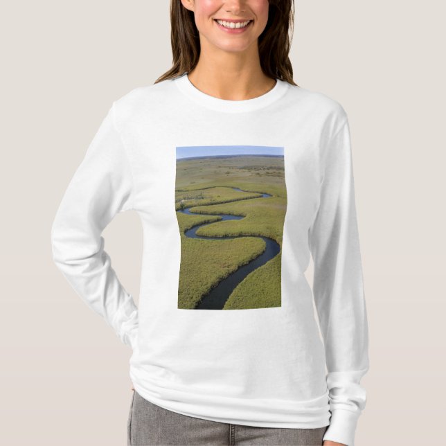 Botswana, Afrika. Flygbild över Okavangofloden. Tee Shirt (Framsida)