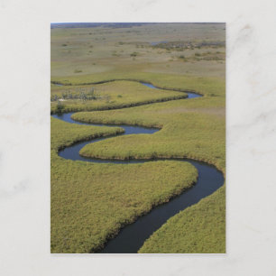 Botswana, Afrika. Flygbild över Okavangofloden. Vykort